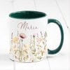 Tasse Wildblumen personalisiert farbig mit Wildblumen und dem Wunschnamen Natur Naturliebhaber Auf dem Bild ist das Produkt: Tasse Wildblumen personalisiert farbig mit Wildblumen und dem Wunschnamen Natur Naturliebhaber zum Preis von €17.90 abgebildet.