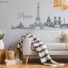 Auf dem Bild ist das Produkt: Wandtattoo Skyline Paris Wandaufkleber Eiffelturm Notre Dame Wandsticker Heimat zum Preis von €26.9 abgebildet.