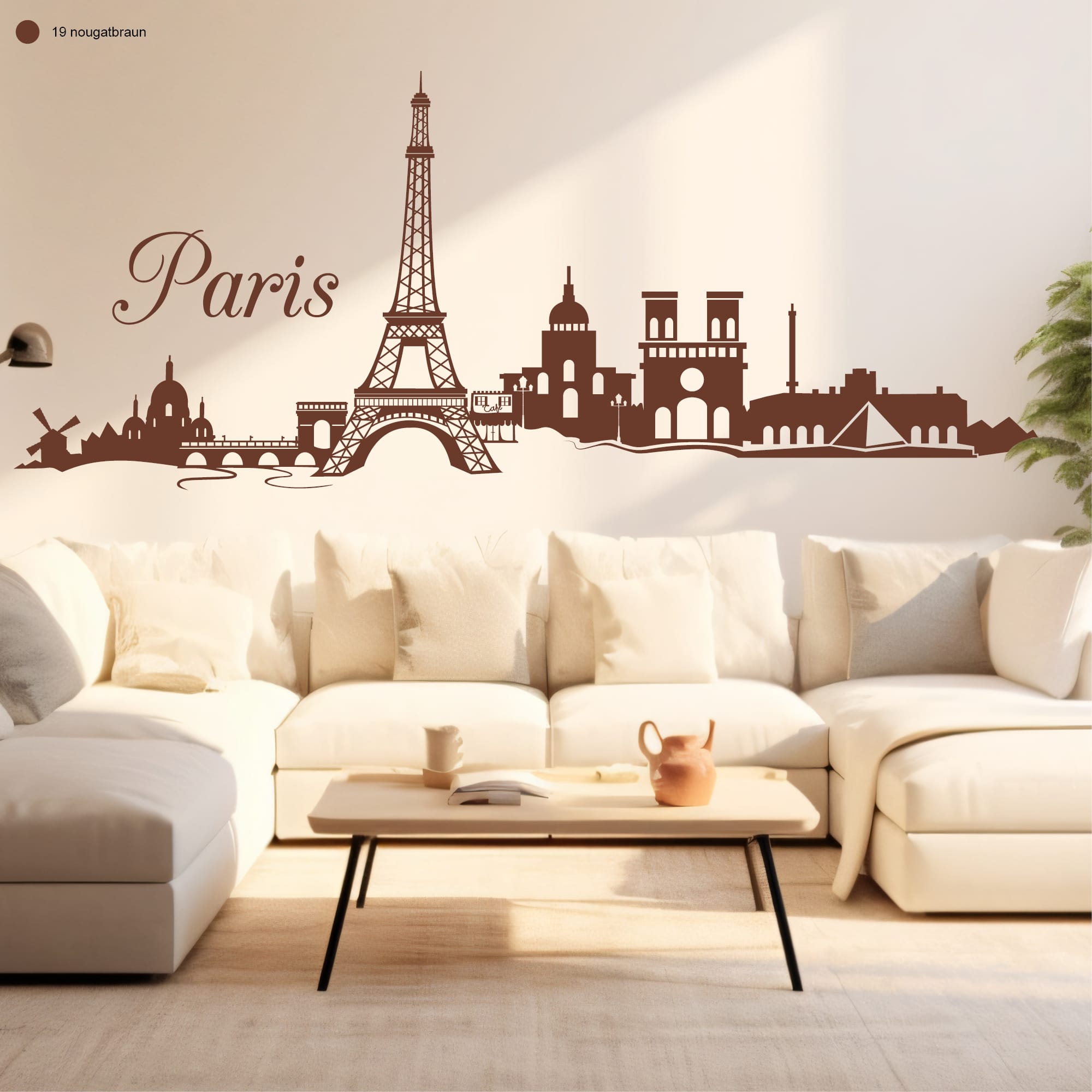 Auf dem Bild ist das Produkt: Wandtattoo Skyline Paris Wandaufkleber Eiffelturm Notre Dame Wandsticker Heimat zum Preis von €26.9 abgebildet.