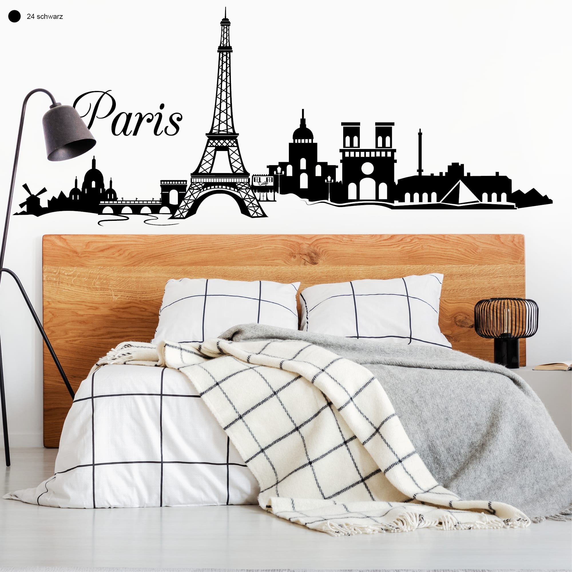 Auf dem Bild ist das Produkt: Wandtattoo Skyline Paris Wandaufkleber Eiffelturm Notre Dame Wandsticker Heimat zum Preis von €26.9 abgebildet.