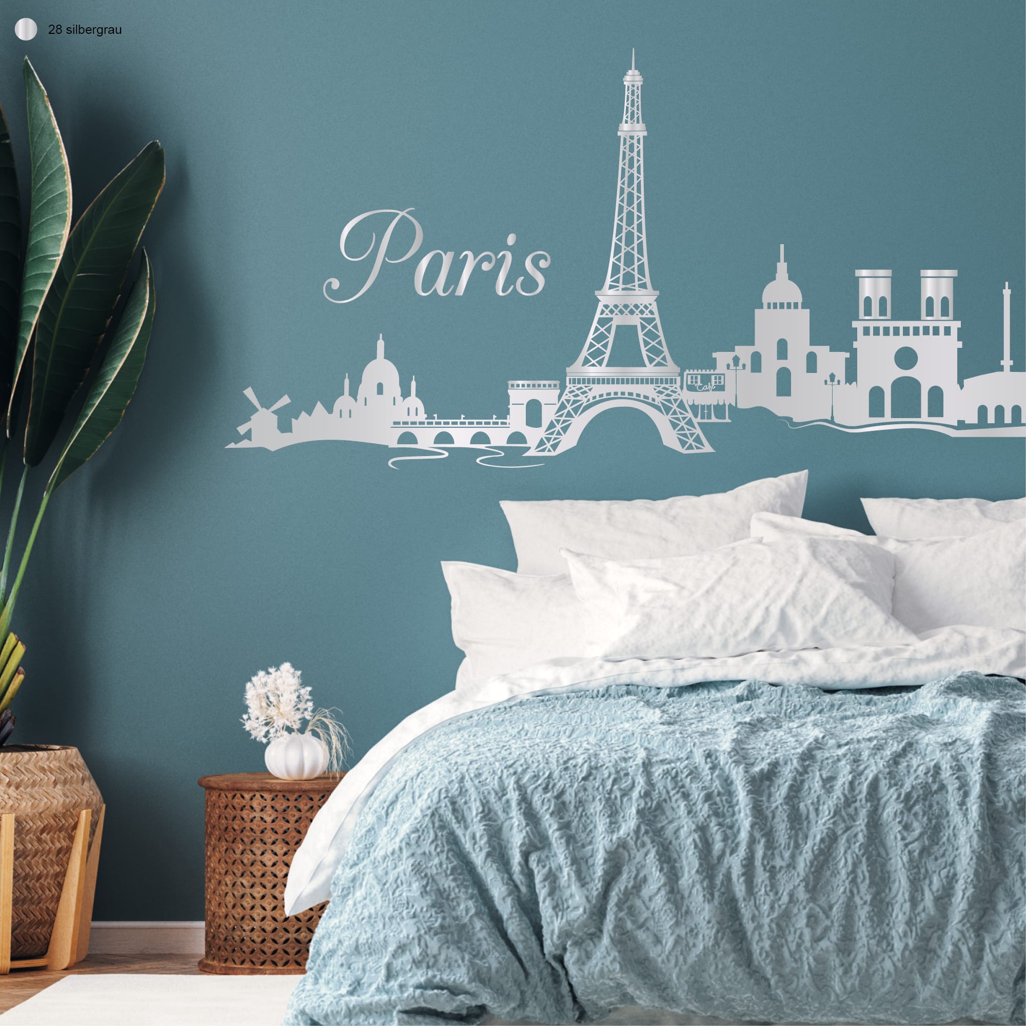 Auf dem Bild ist das Produkt: Wandtattoo Skyline Paris Wandaufkleber Eiffelturm Notre Dame Wandsticker Heimat zum Preis von €26.9 abgebildet.