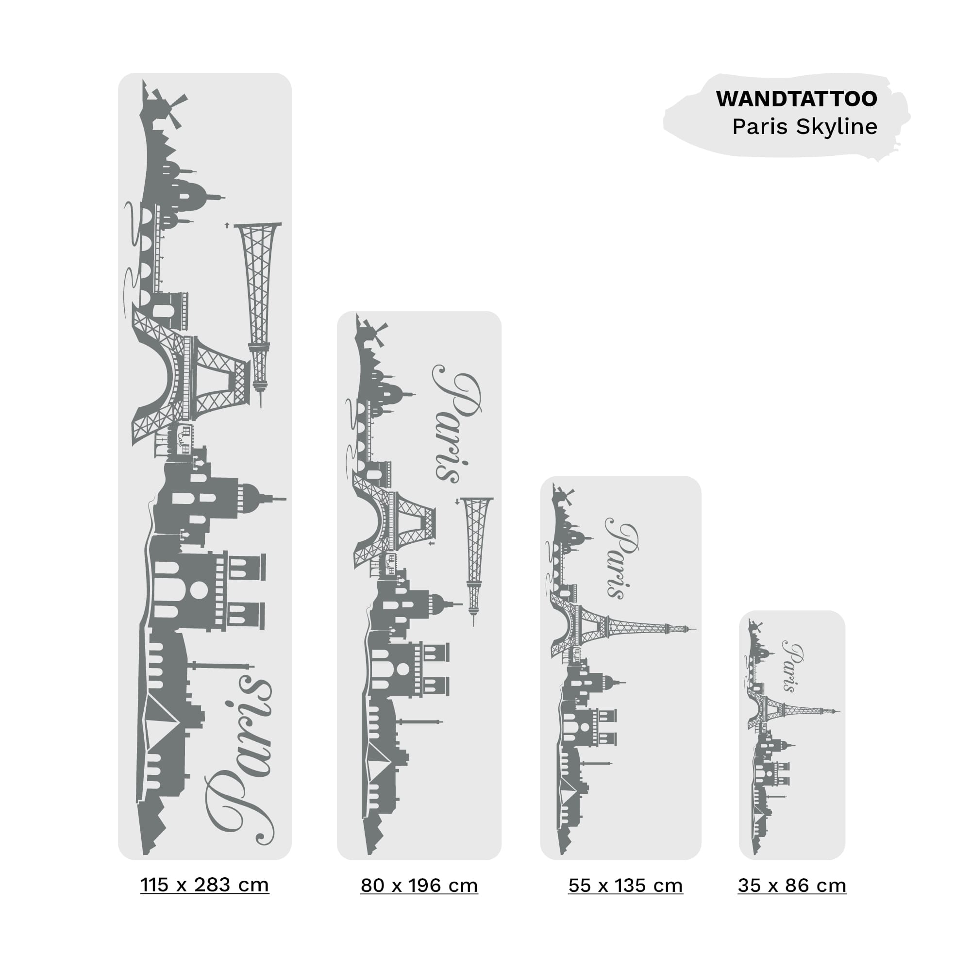 Auf dem Bild ist das Produkt: Wandtattoo Skyline Paris Wandaufkleber Eiffelturm Notre Dame Wandsticker Heimat zum Preis von €26.9 abgebildet.