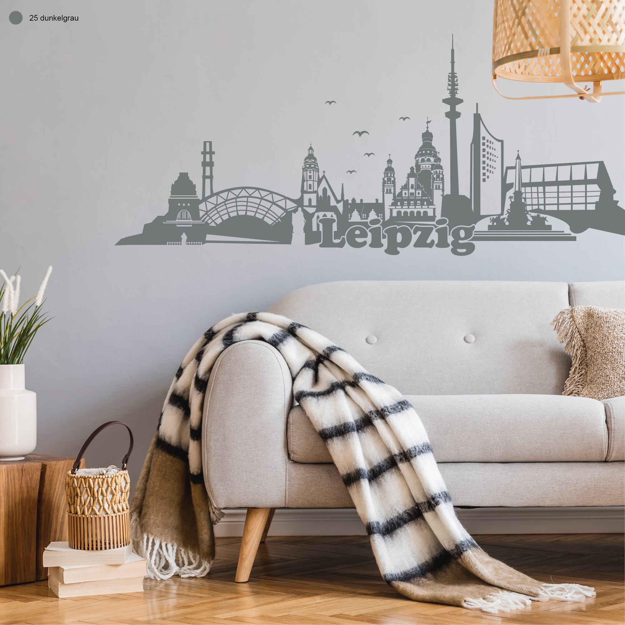 Auf dem Bild ist das Produkt: Wandtattoo Wandbild Messestadt Leipzig Skyline Dekoration Heimat zum Preis von €29.9 abgebildet.