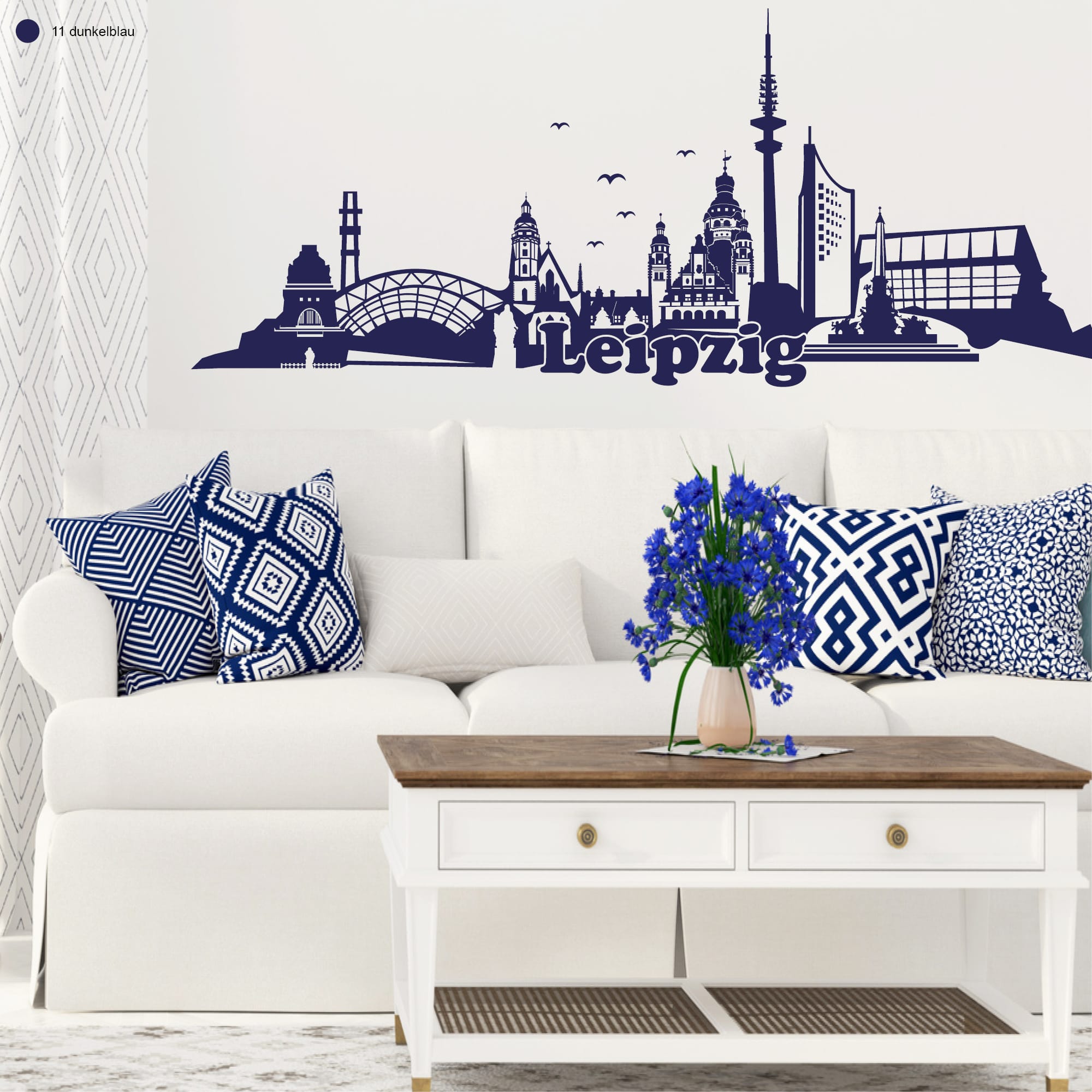 Auf dem Bild ist das Produkt: Wandtattoo Wandbild Messestadt Leipzig Skyline Dekoration Heimat zum Preis von €29.9 abgebildet.