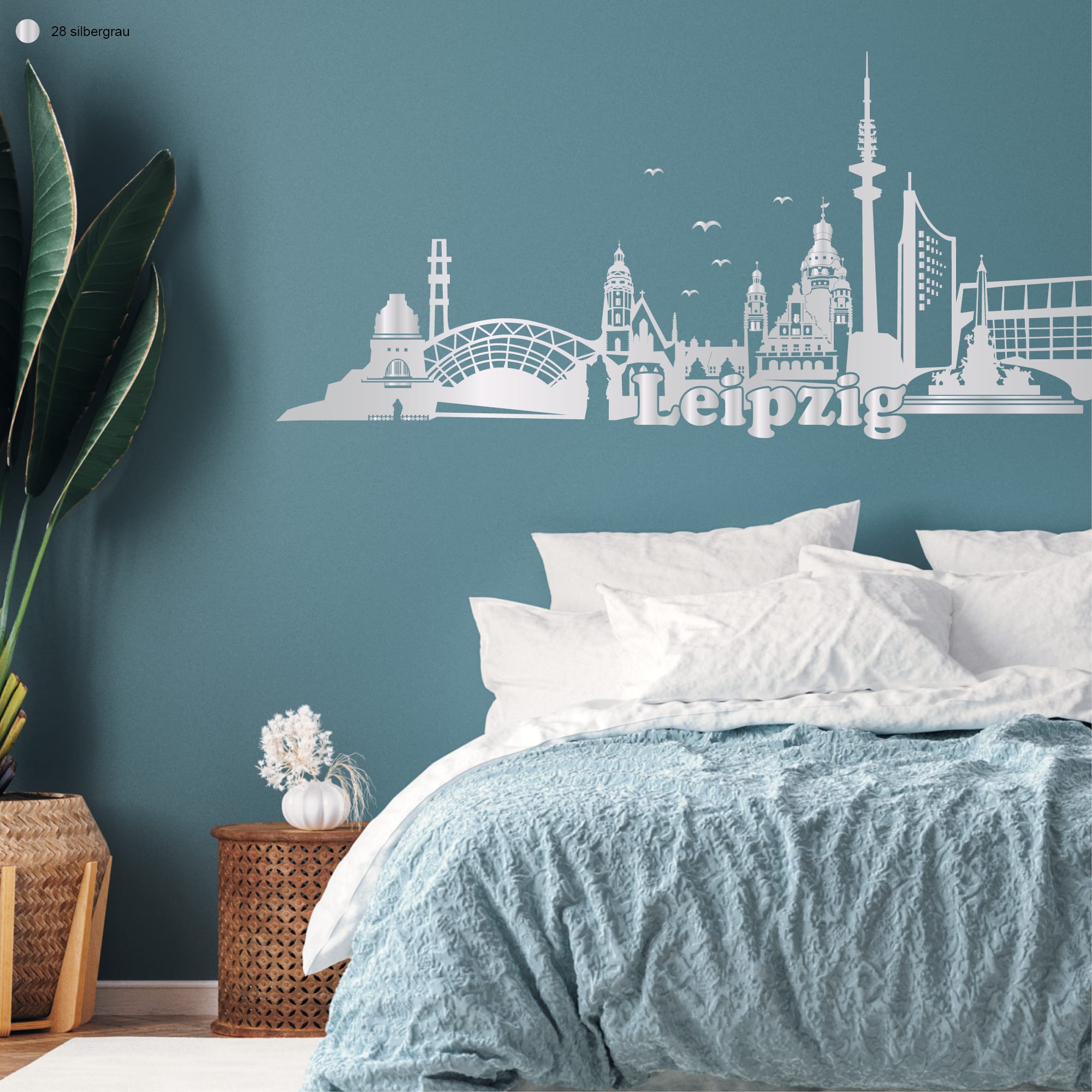 Auf dem Bild ist das Produkt: Wandtattoo Wandbild Messestadt Leipzig Skyline Dekoration Heimat zum Preis von €29.9 abgebildet.