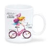 Anpassbare Tasse Einschulung Mädchen auf dem Fahrrad Wunschname Ab heute bin ich ein Schulkind Geschenk Schulanfang Schulranzen Zuckertüte Auf dem Bild ist das Produkt: Anpassbare Tasse Einschulung Mädchen auf dem Fahrrad Wunschname Ab heute bin ich ein Schulkind Geschenk Schulanfang Schulranzen Zuckertüte zum Preis von €18.9 abgebildet.