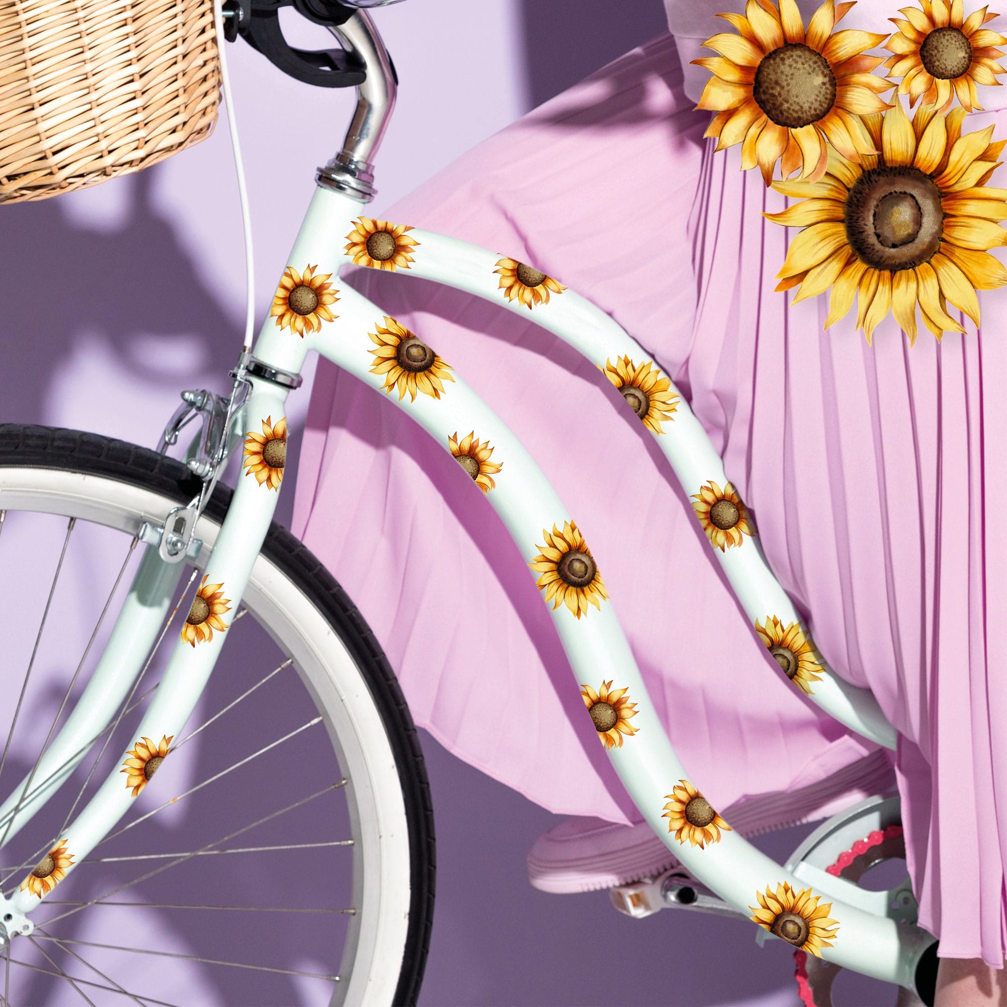 Fahrradaufkleber 33 Stk. Sonnenblumen Fahrrad Sticker Fahrraddesign Kinderfahrrad Sunflower Bike