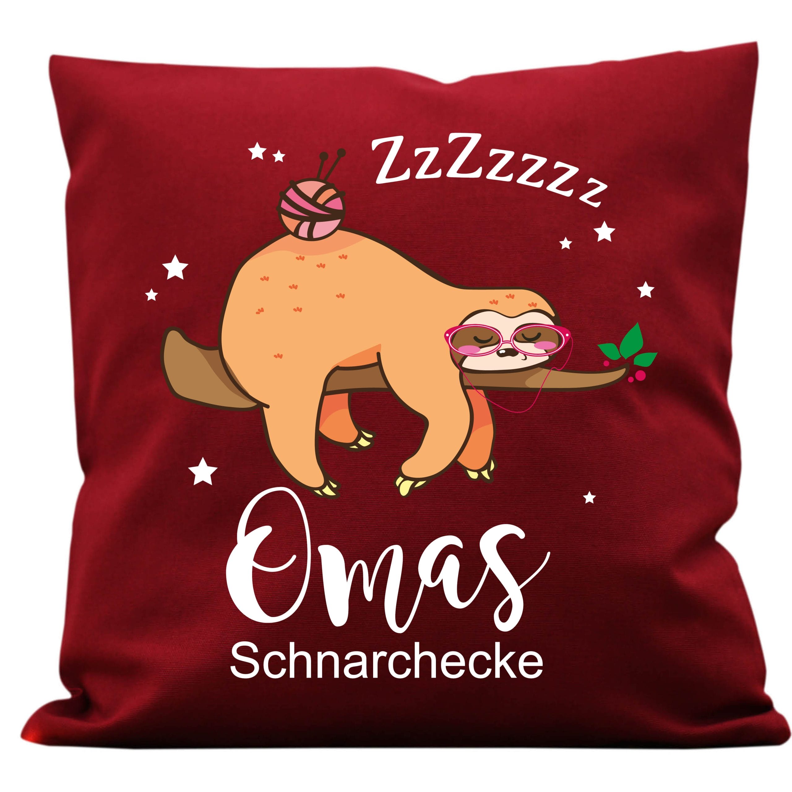 Kissen Faultier Omas Schnarchecke Geschenk Geburtstag Großmutter