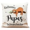 Auf dem Bild ist das Produkt: Kissen Faultier Papas Schnarchecke Wunschkissen Geschenk Papa zum Preis von €15.90 abgebildet.