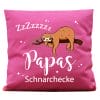 Auf dem Bild ist das Produkt: Kissen Faultier Papas Schnarchecke Wunschkissen Geschenk Papa zum Preis von €15.90 abgebildet.