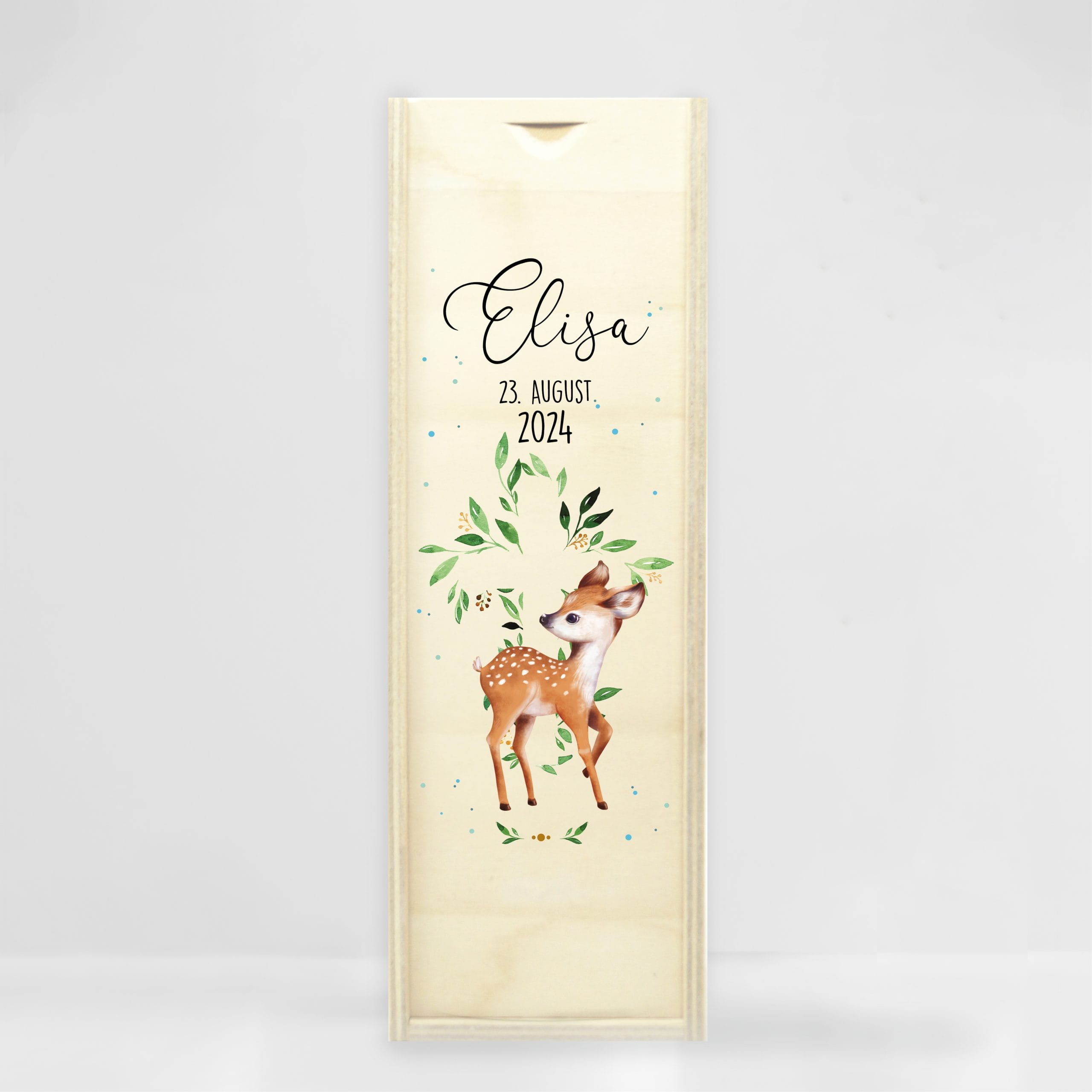 Auf dem Bild ist das Produkt: Taufkerze Heiliges Kreuz Reh Rehkitz Taufgeschenk Patenkerzen Kerze zur Taufe Segnung Kommunion personalisiert Name Datum und Taufspruch zum Preis von €6.4 abgebildet.