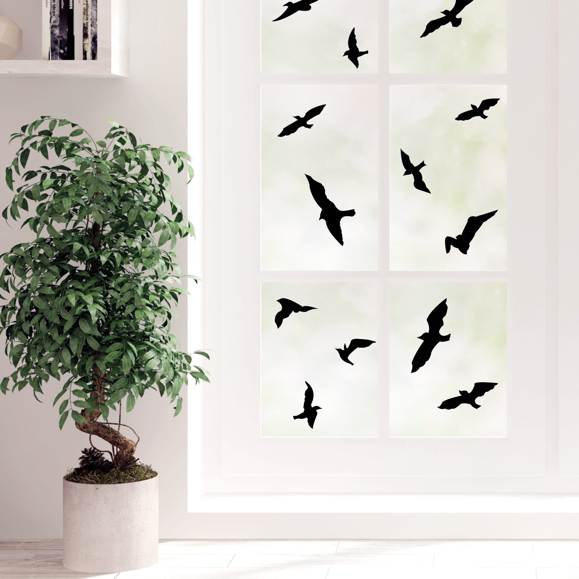 Fensteraufkleber 20 Vogelaufkleber für Fenster weiß schwarz Vogelschlag Vogelschutz Glastüren wiederverwendbar