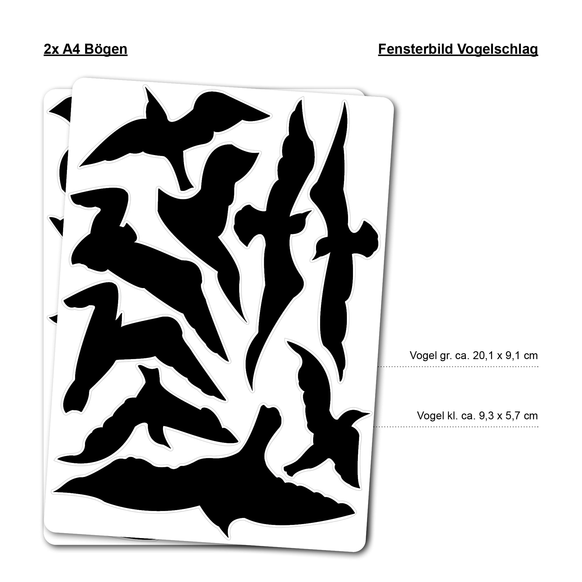 Auf dem Bild ist das Produkt: Fensteraufkleber 20 Vogelaufkleber für Fenster weiß schwarz Vogelschlag Vogelschutz Glastüren wiederverwendbar zum Preis von €13.90 abgebildet.