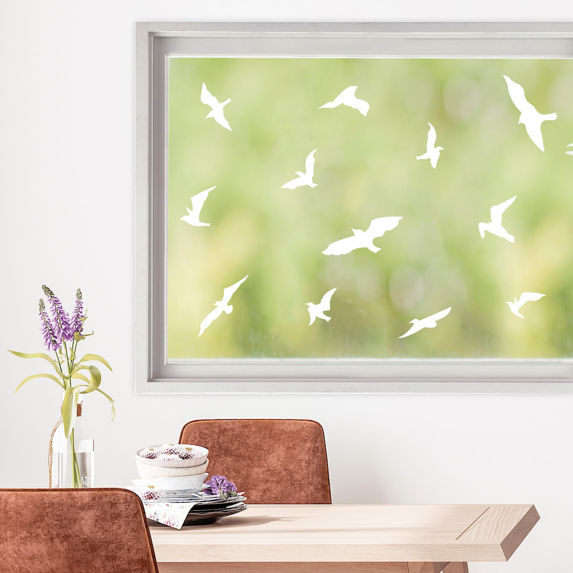 Auf dem Bild ist das Produkt: Fensteraufkleber 20 Vogelaufkleber für Fenster weiß schwarz Vogelschlag Vogelschutz Glastüren wiederverwendbar zum Preis von €13.90 abgebildet.