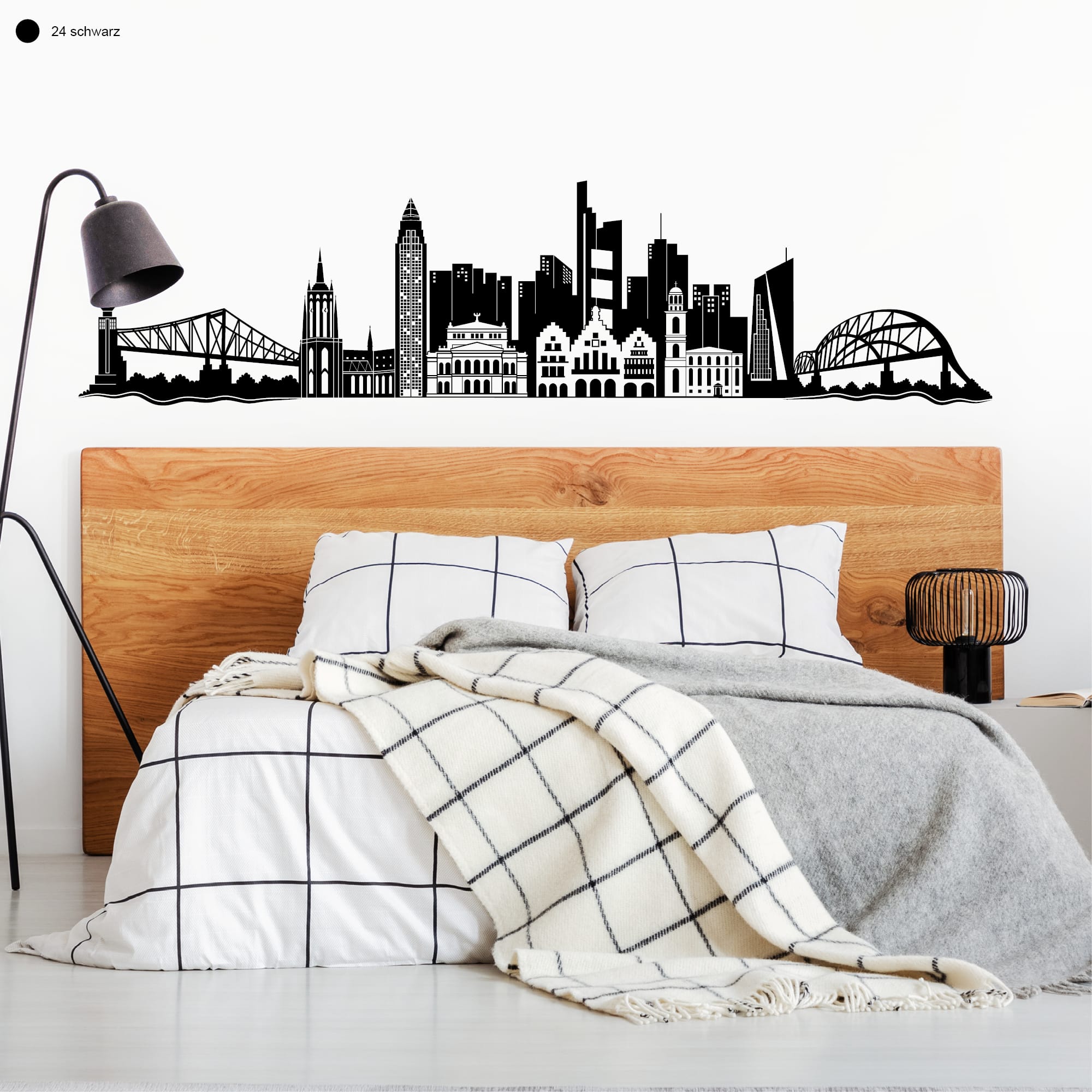 Auf dem Bild ist das Produkt: Wandtattoo Frankfurt Skyline Dekoration Wandaufkleber Fankfurt am Main Brücke Messeturm Kaiserdom Wohnzimmer zum Preis von €20.90 abgebildet.
