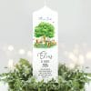 Auf dem Bild ist das Produkt: Taufkerze Lebensbaum Waldtiere Kerze zur Taufe Baum mit Tieren Taufspruch individualisierbar zum Preis von €6.40 abgebildet.