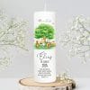 Auf dem Bild ist das Produkt: Taufkerze Lebensbaum Waldtiere Kerze zur Taufe Baum mit Tieren Taufspruch individualisierbar zum Preis von €6.40 abgebildet.